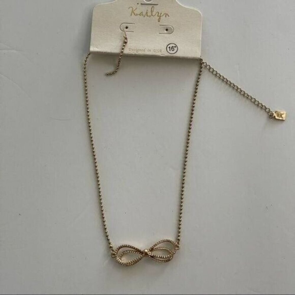 Gold Tone Infinity Charm Necklace